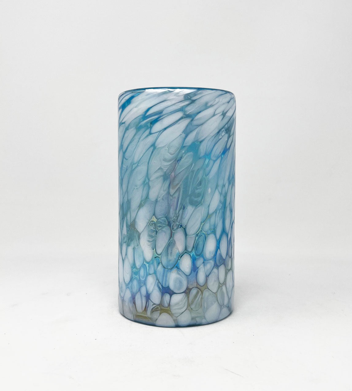 Hand Blown Water Glass - Blue Ice Iridescent