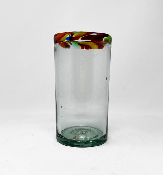 Hand Blown Water Glass - Confetti Rim