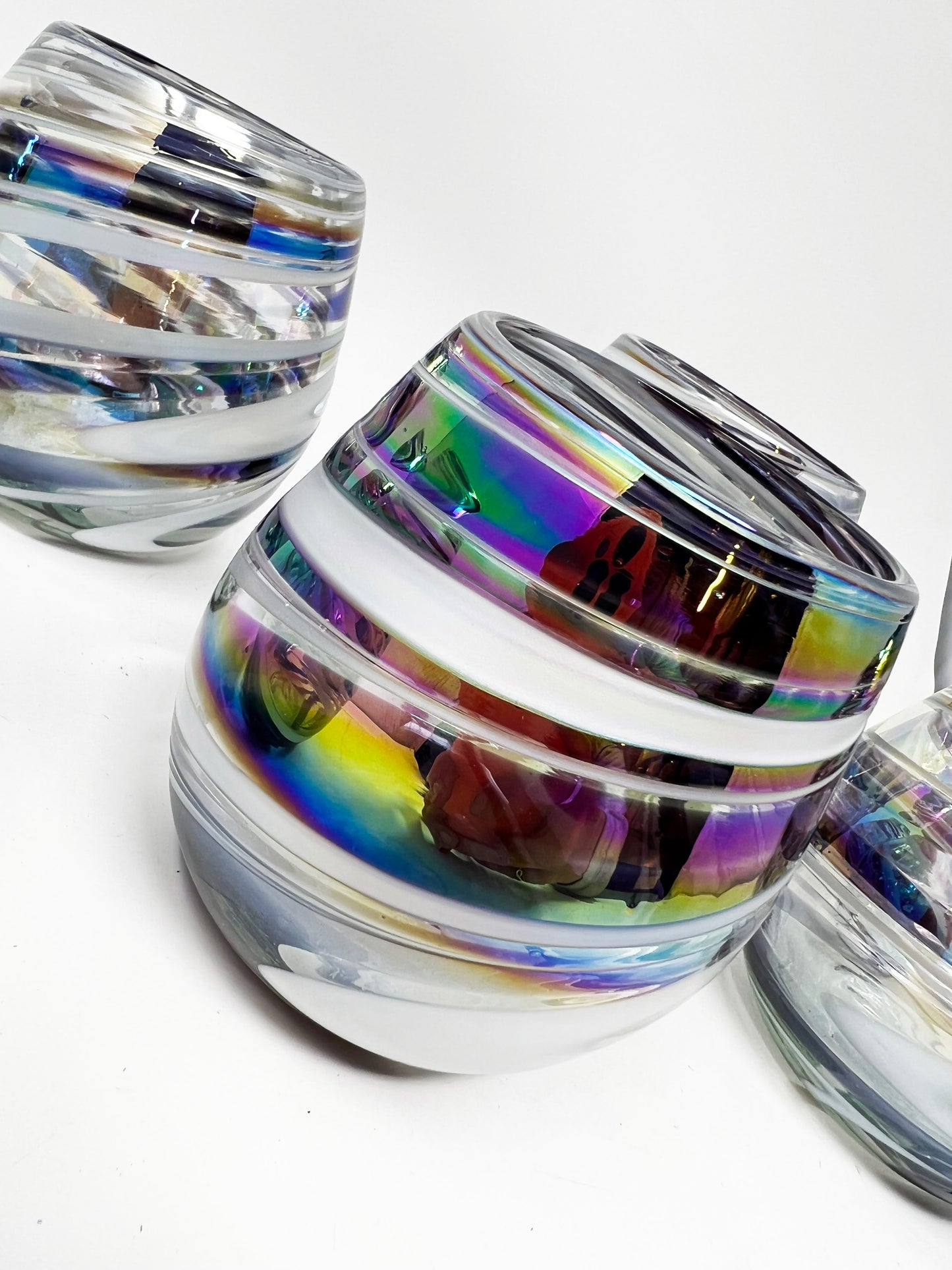 Stemless Wine Glass - Purple/White Swirl