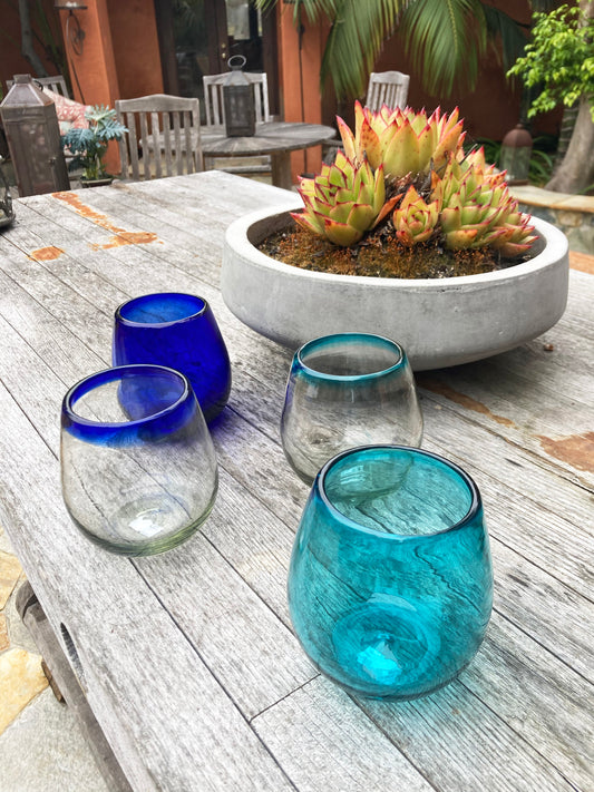 Stemless Wine Glass - Solid Turquoise