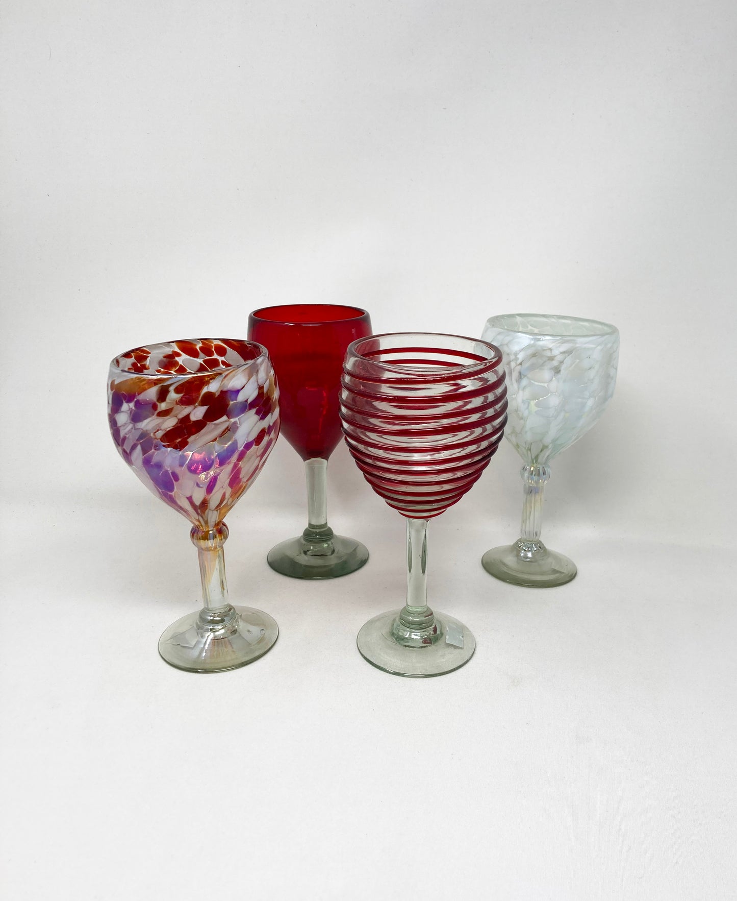 Hand Blown Wine Glass - Solid Red