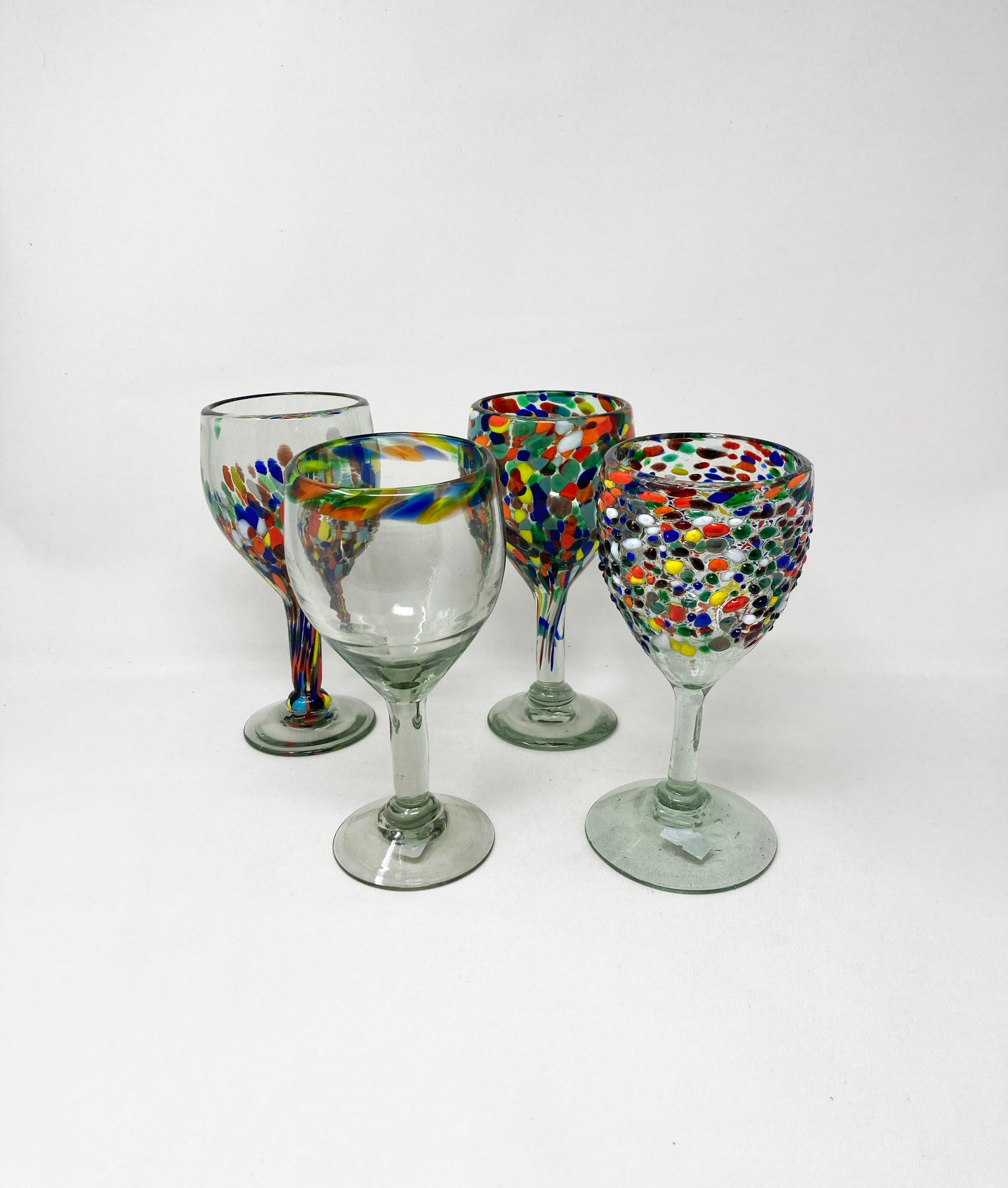 Hand Blown Wine Glass - Rainbow Graniti
