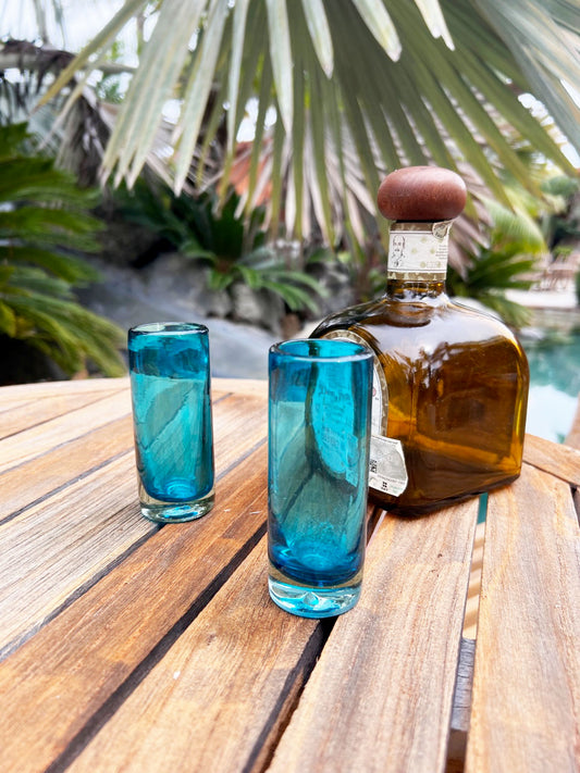 Hand Blown Shot Glass - Solid Turquoise