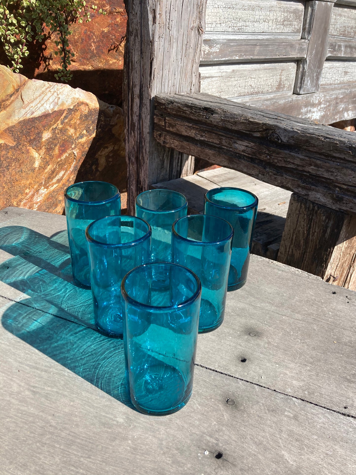 Hand Blown Water Glass - Solid Turquoise