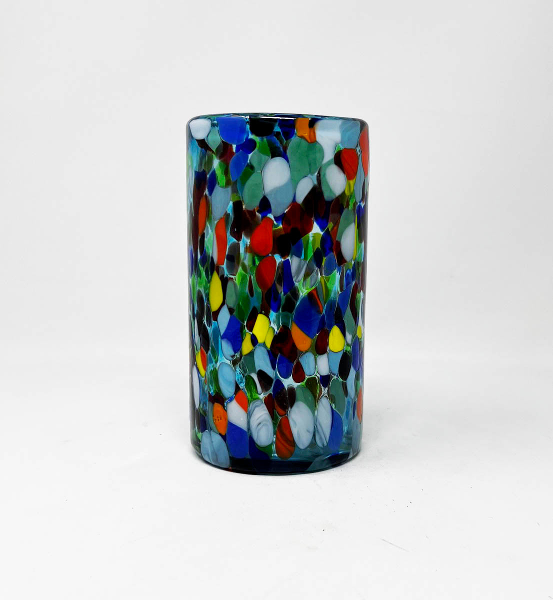 Hand Blown Water Glass - Turquoise Confetti