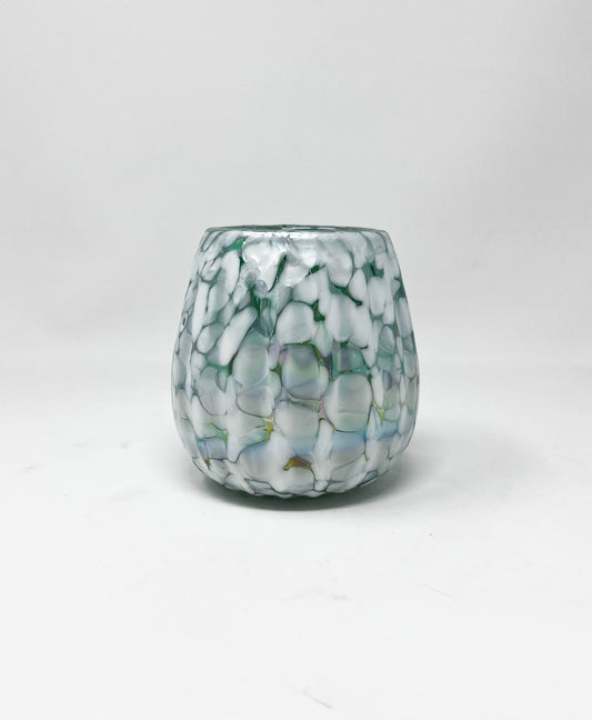Hand Blown Stemless Wine Glass - Aegean Green