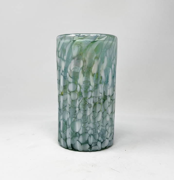 Hand Blown Water Glass - Aegean Green Iridescent