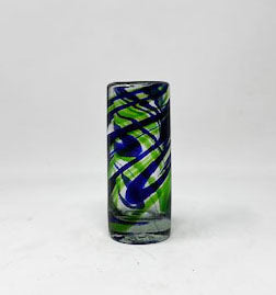 Hand Blown Shot Glass - Blue / Green Swirl