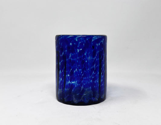 Hand Blown Low Ball Tumbler Glass - Blue Ocean