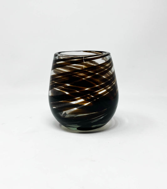 Stemless Wine Glass - Brown Swirl