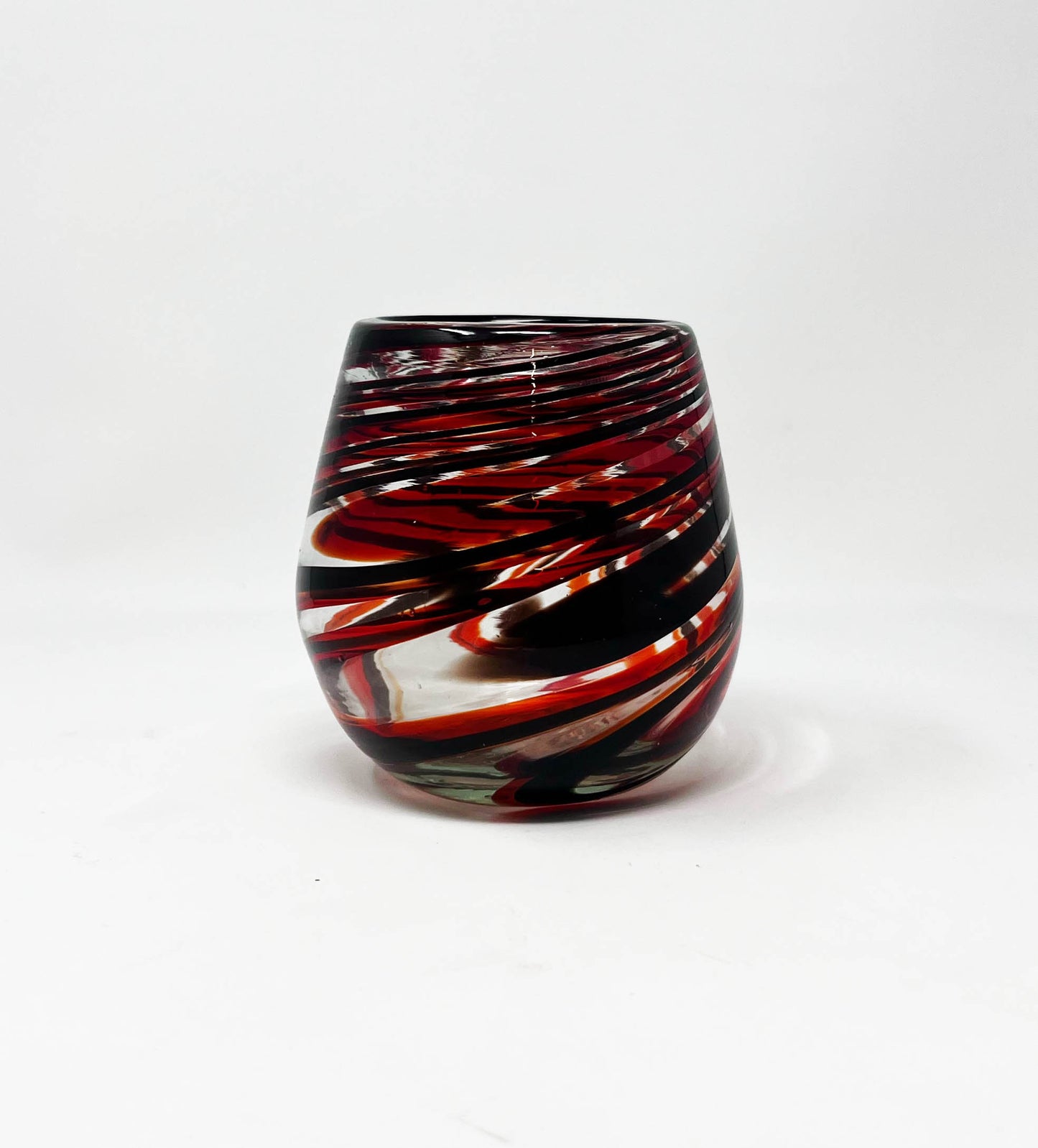 Stemless Wine Glass - Red/Chocolate Swirl
