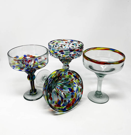 4 Hand Blown Margarita Glasses - The Cabo Collection