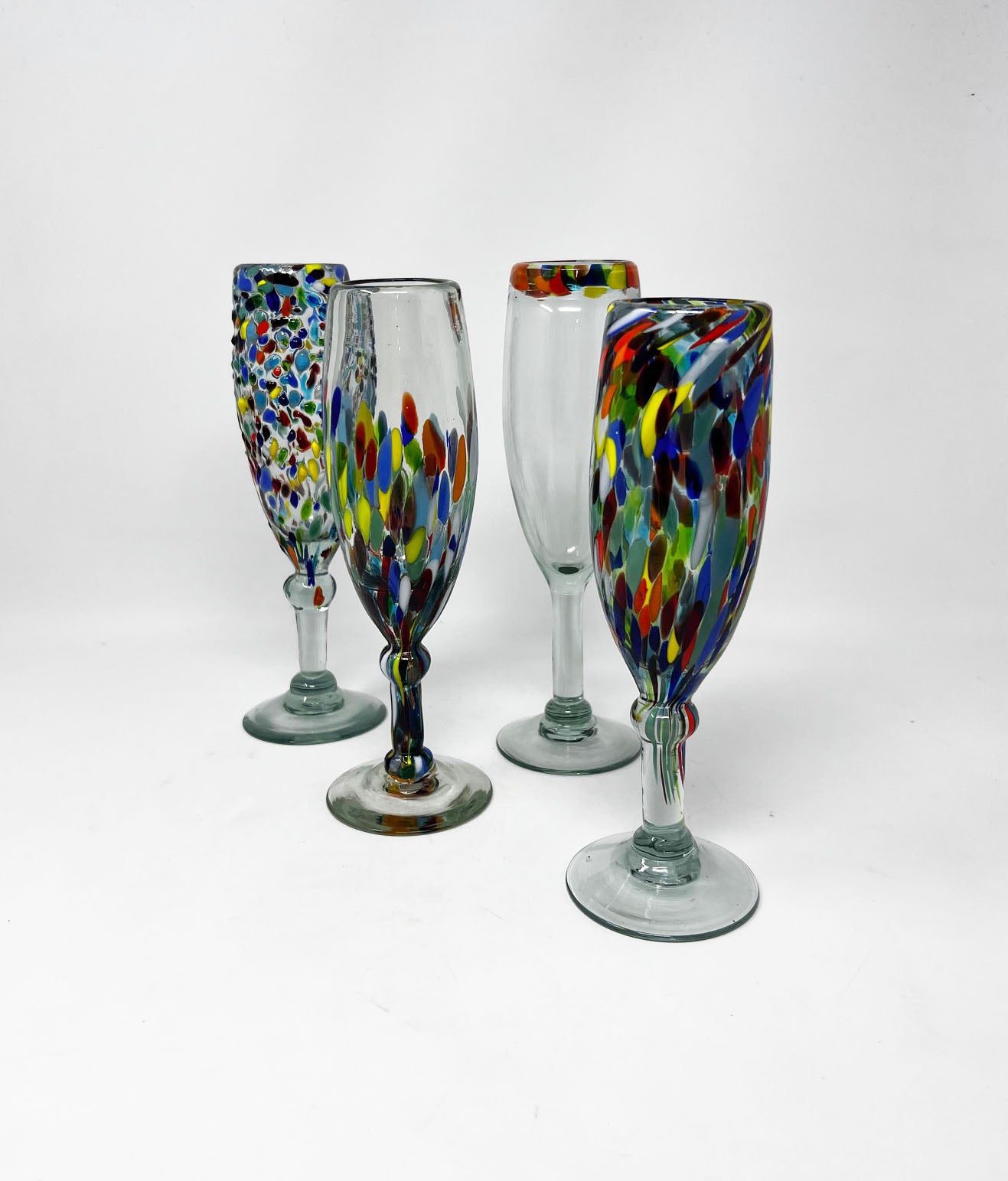 4 Hand Blown Champagne Glasses - The Cabo Collection