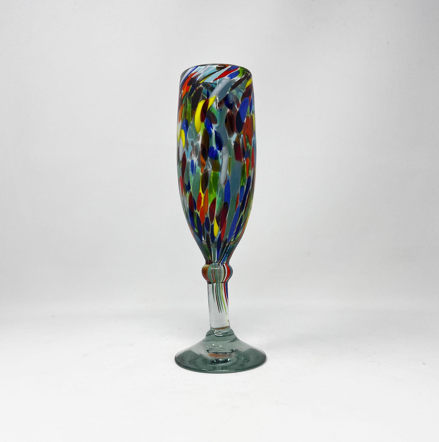 Hand Blown Champagne Glass - Clear Confetti