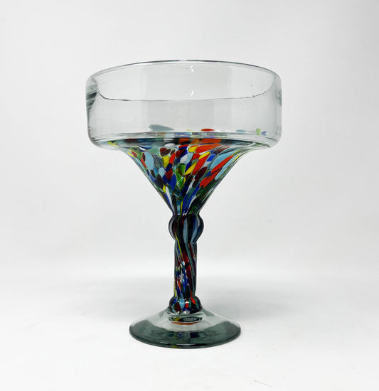 Hand Blown Margarita Glass - Confetti Base