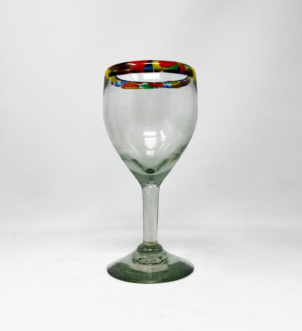 Hand Blown Wine Glass - Confetti Rim – Blue Dorado Design