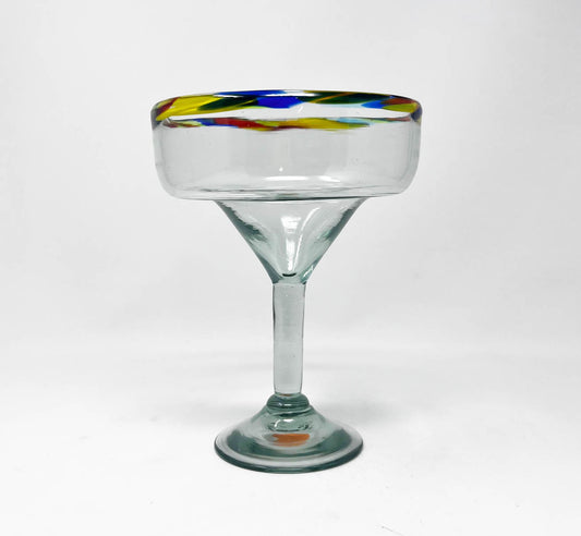 Hand Blown Margarita Glass - Confetti Rim