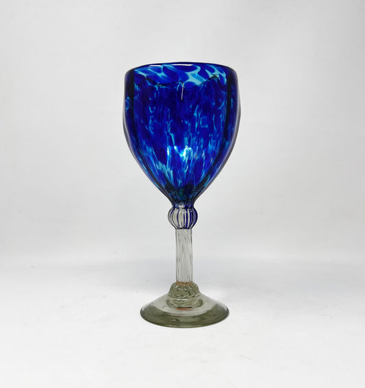 Hand Blown Wine Glass - Blue Ocean