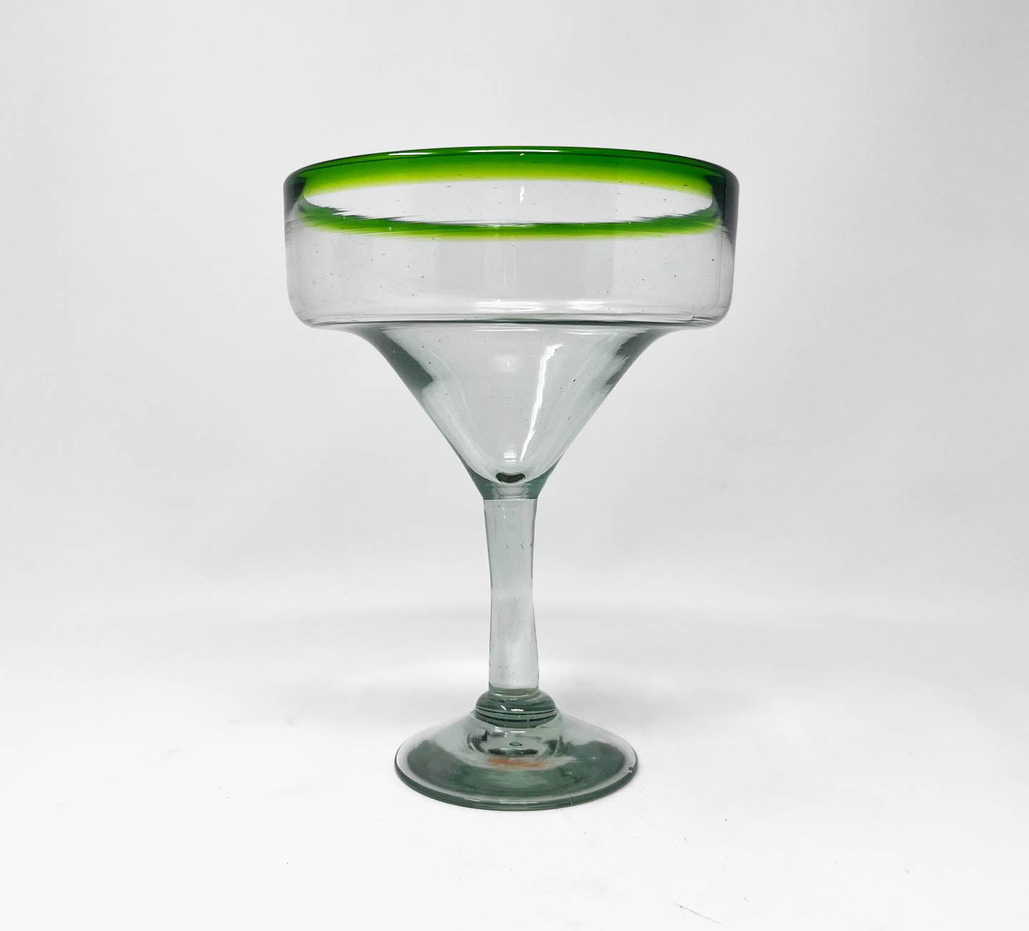 Hand Blown Margarita Glass - Green Rim