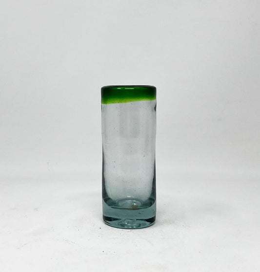 Hand Blown Shot Glass - Green Rim