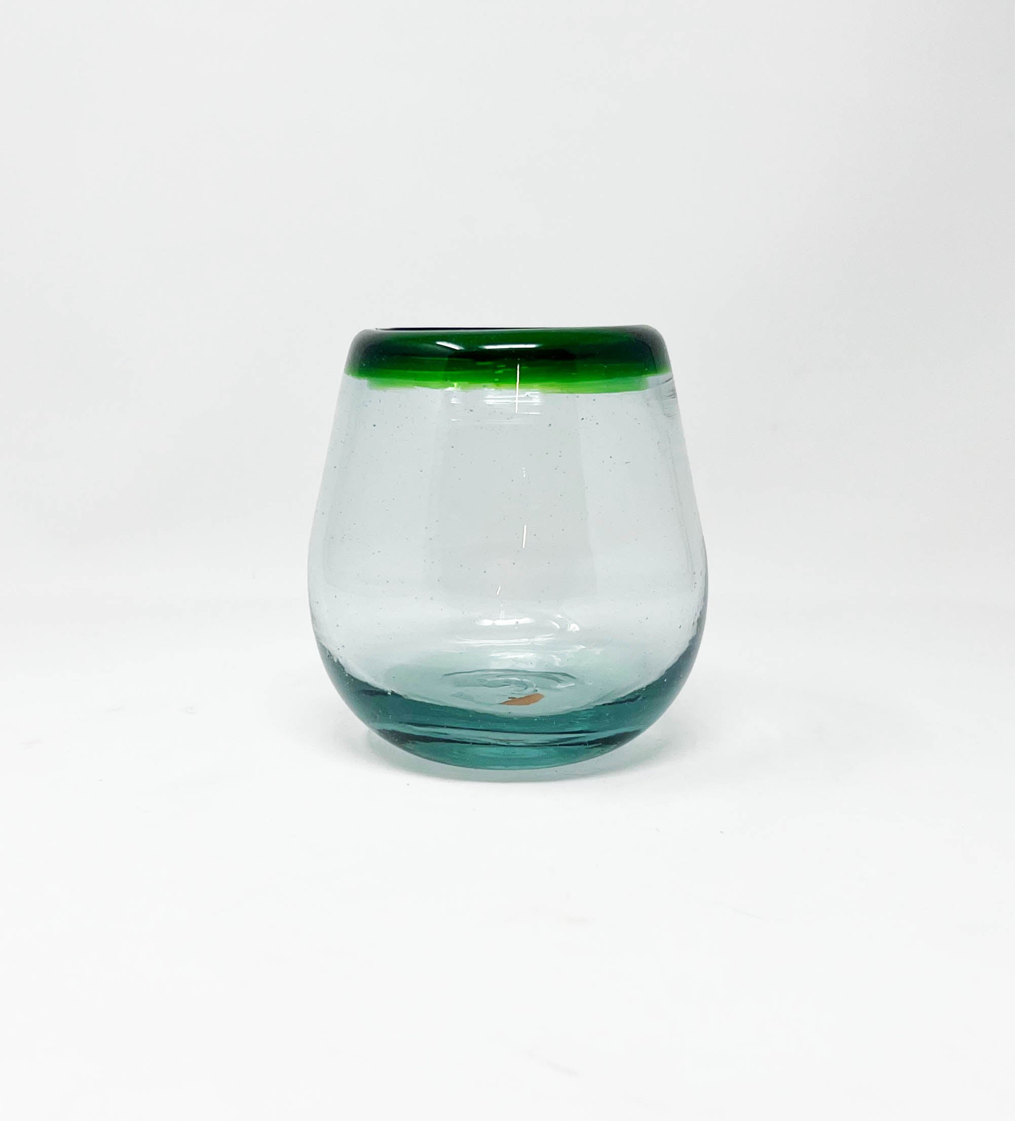 Decorative Glass Rims Stemless Wine Glass - Green Rim – Blue Dorado Design