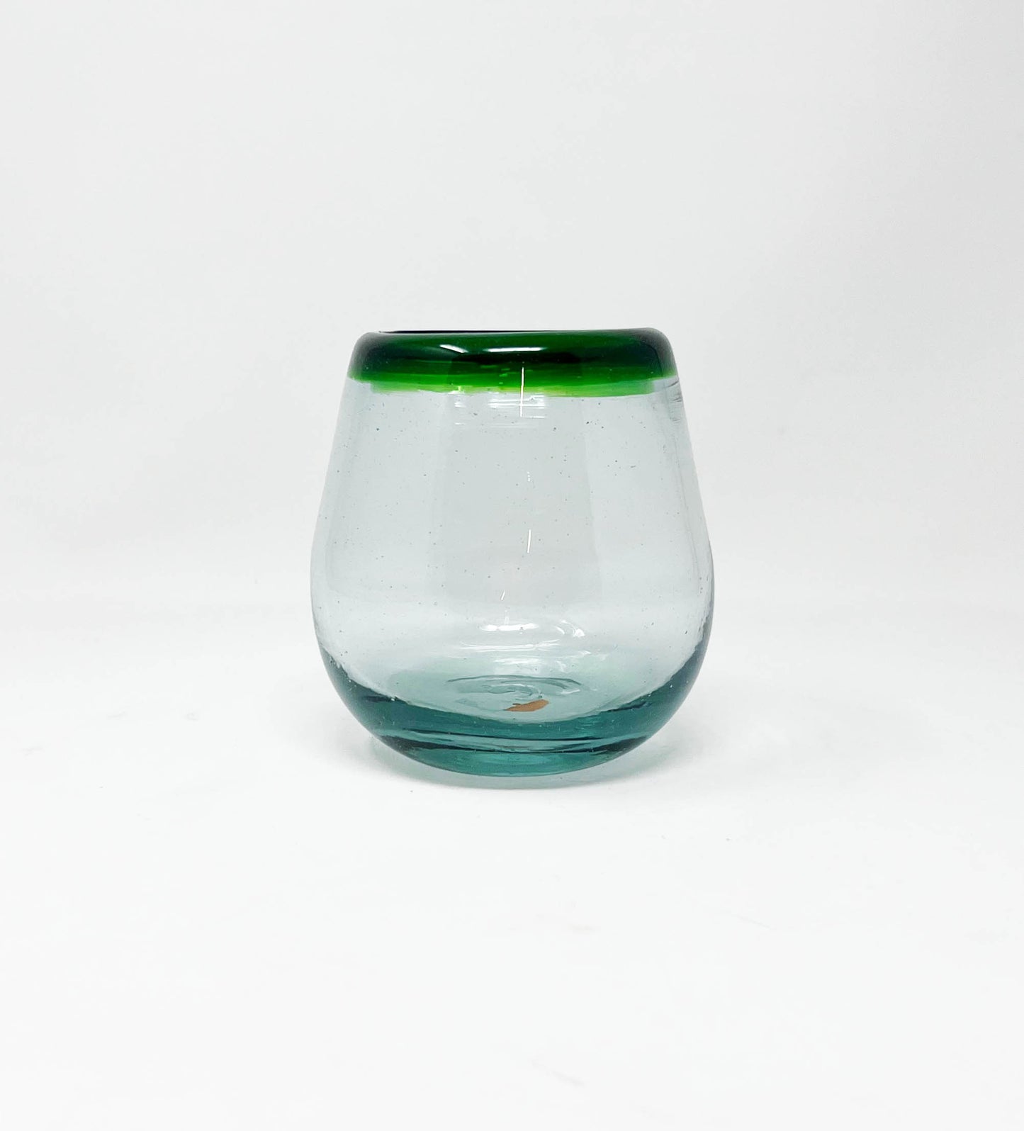 Stemless Wine Glass - Green Rim