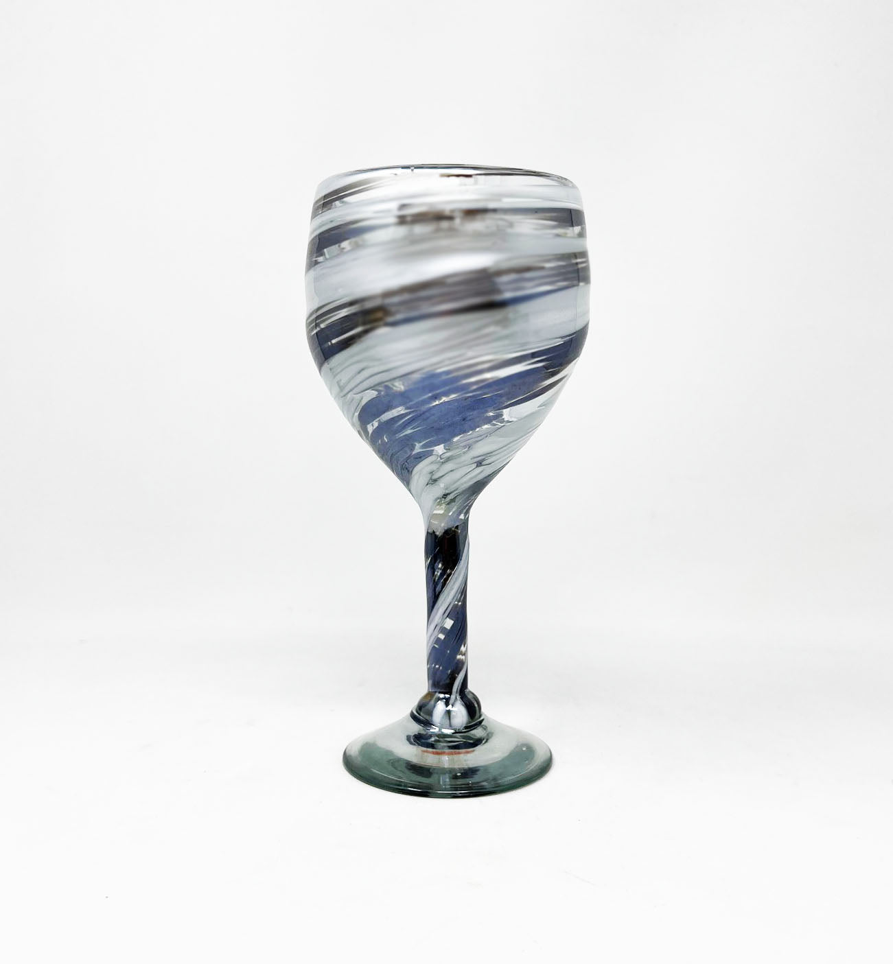 Hand Blown Wine Glass - Mocha / Cream Swirl
