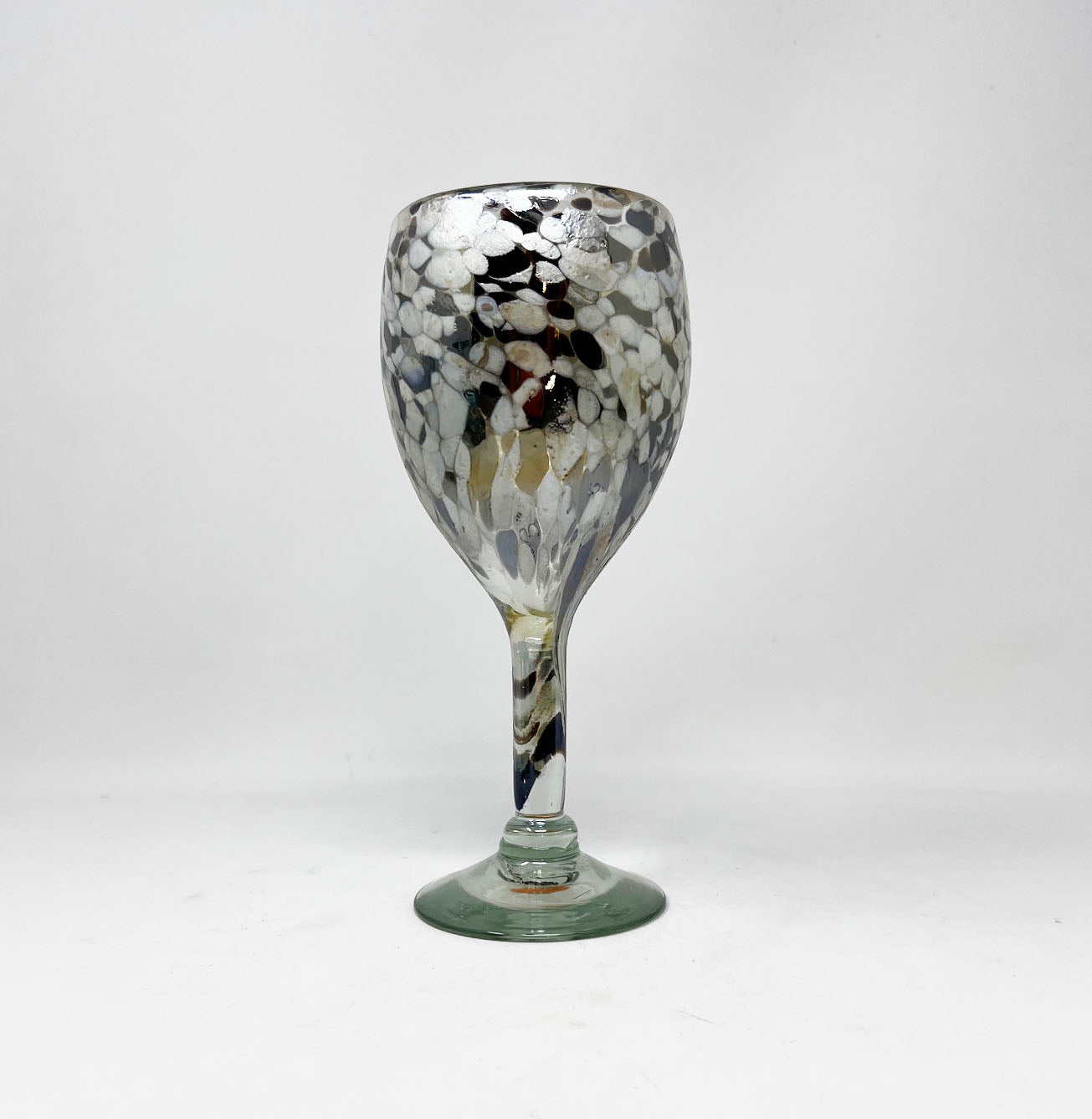 Hand Blown Wine Glass - Mocha/Tan Confetti