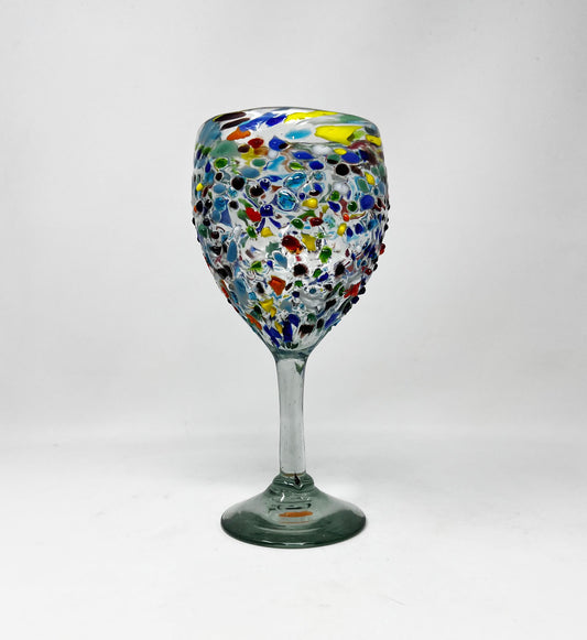 Hand Blown Wine Glass - Rainbow Graniti