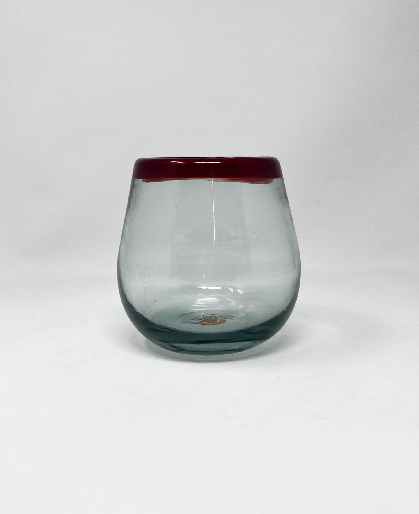 Stemless Wine Glass - Red Rim