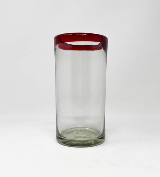 Hand Blown Water Glass - Red Rim