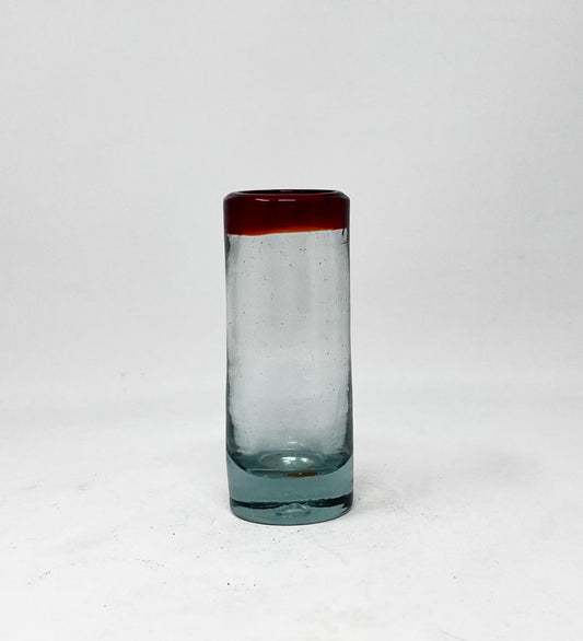 Hand Blown Shot Glass - Red Rim