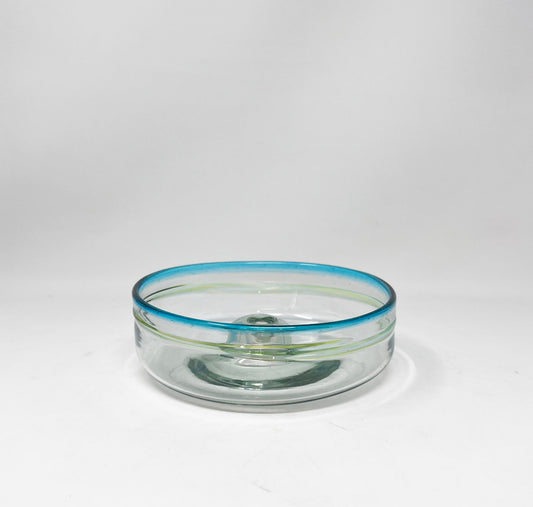 Hand Blown Margarita Salt Rimmer Dish - Turquoise Rim