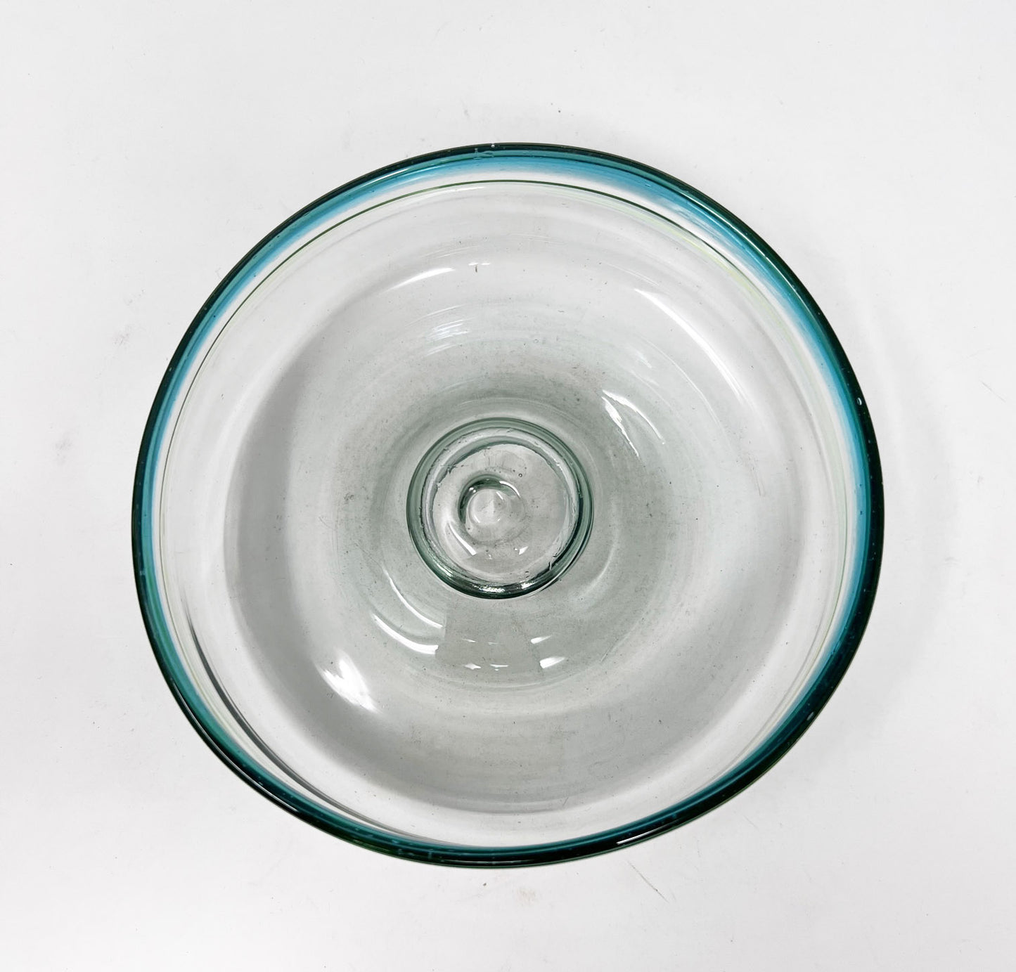 Hand Blown Salt RImmer Dish - Turquoise Rim