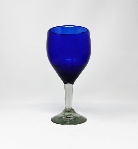 Hand Blown Wine Glass - Cobalt Blue