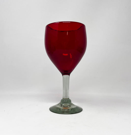 Hand Blown Wine Glass - Solid Red