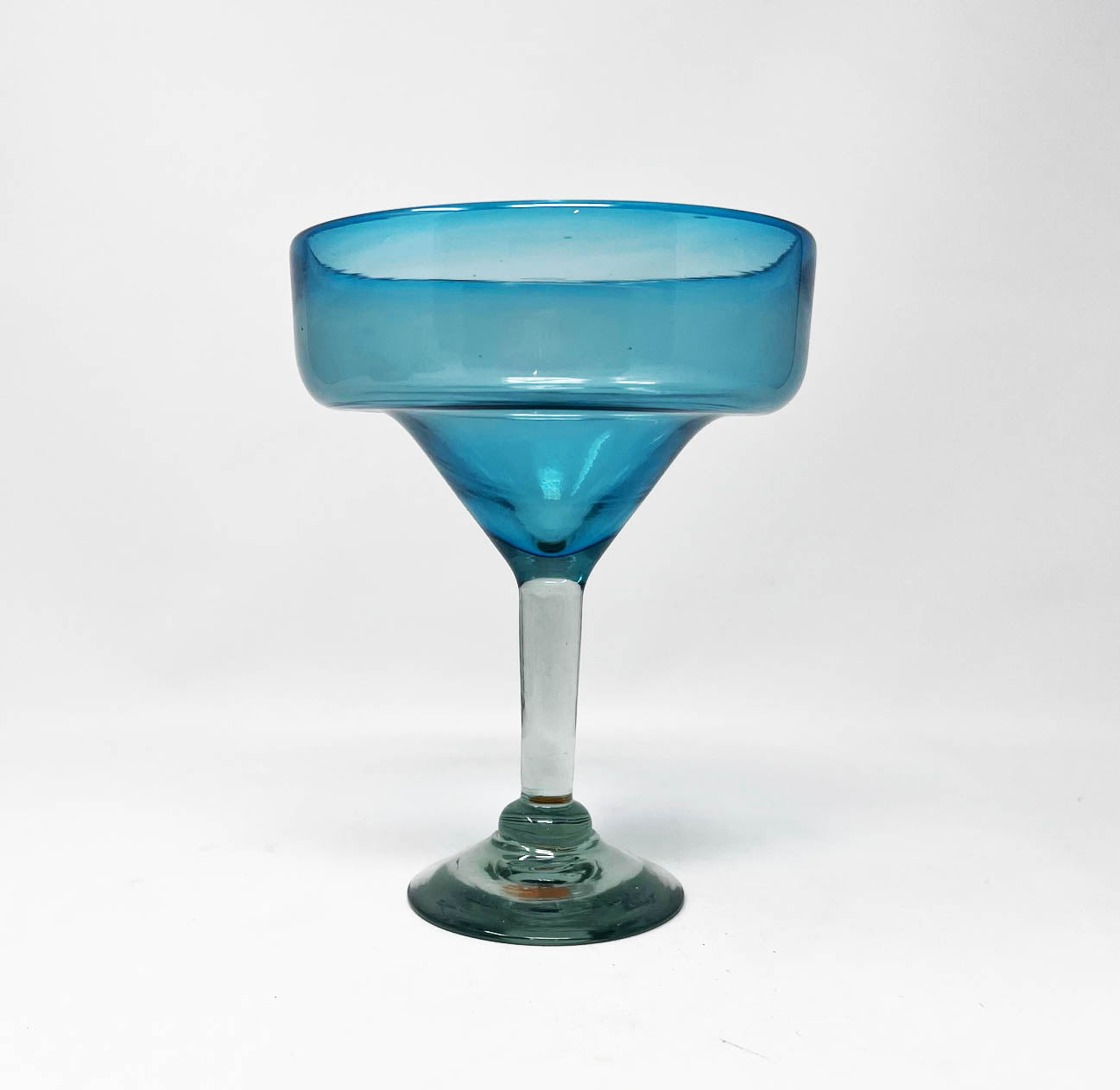 Hand Blown Margarita Glass - Solid Turquoise