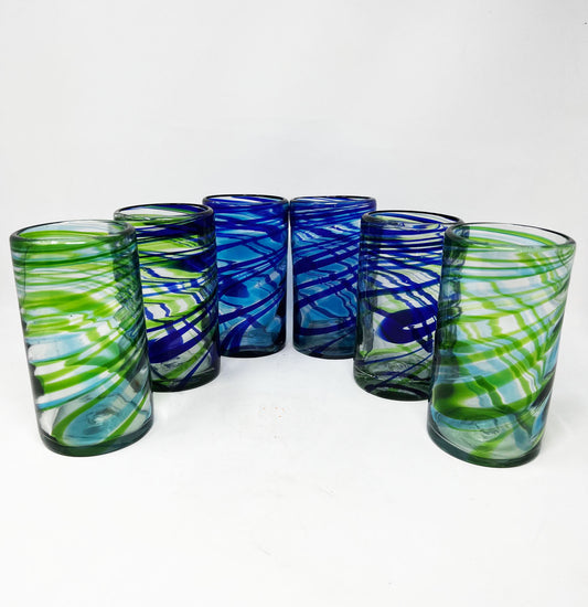 6 Hand Blown Water Glasses - The Summer Meadow Collection