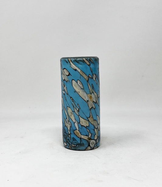 Hand Blown Shot Glass - Teal/Tan Confetti