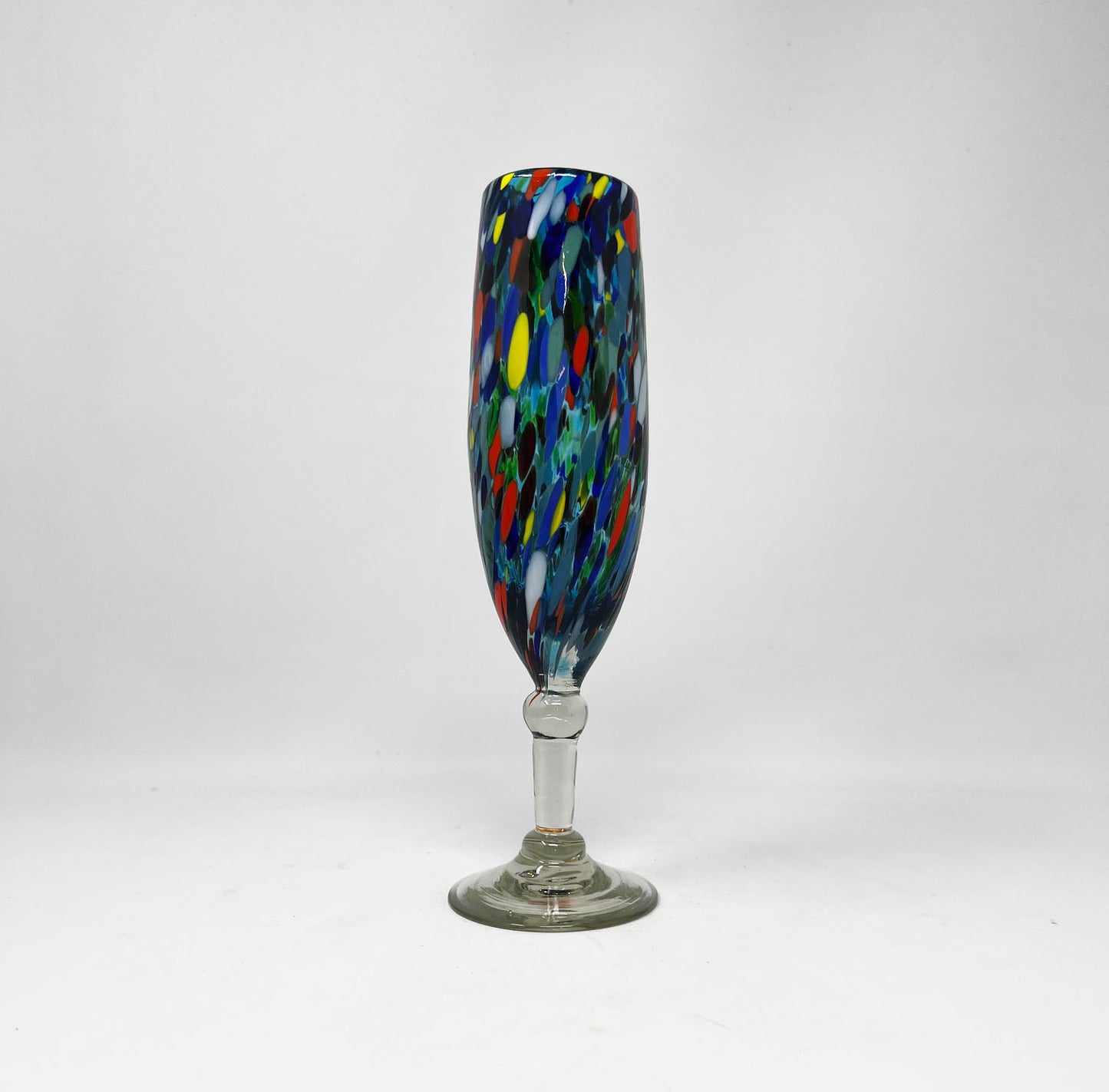 Hand Blown Champagne Glass - Turquoise Confetti