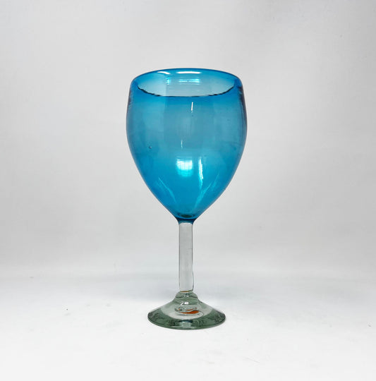 Hand Blown Wine Glass - Solid Turquoise