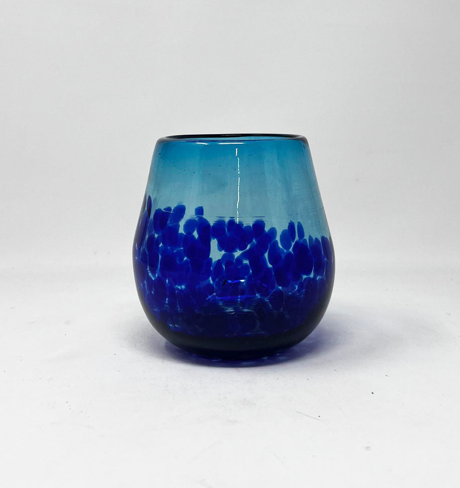 Stemless Wine Glass - Turquoise Deep Sea Base