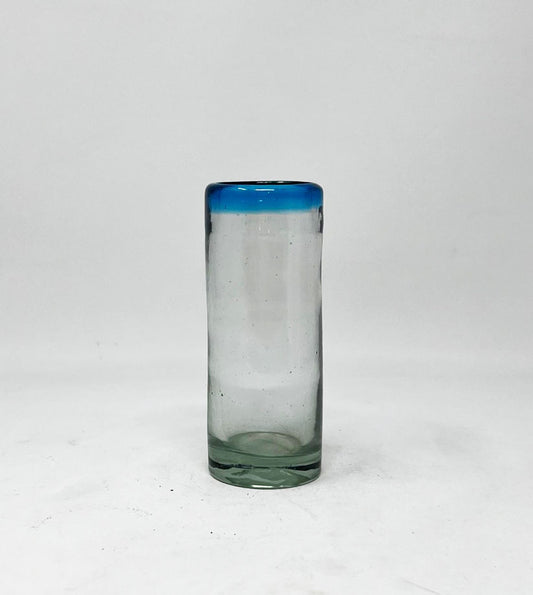 Hand Blown Shot Glass - Turquoise Rim