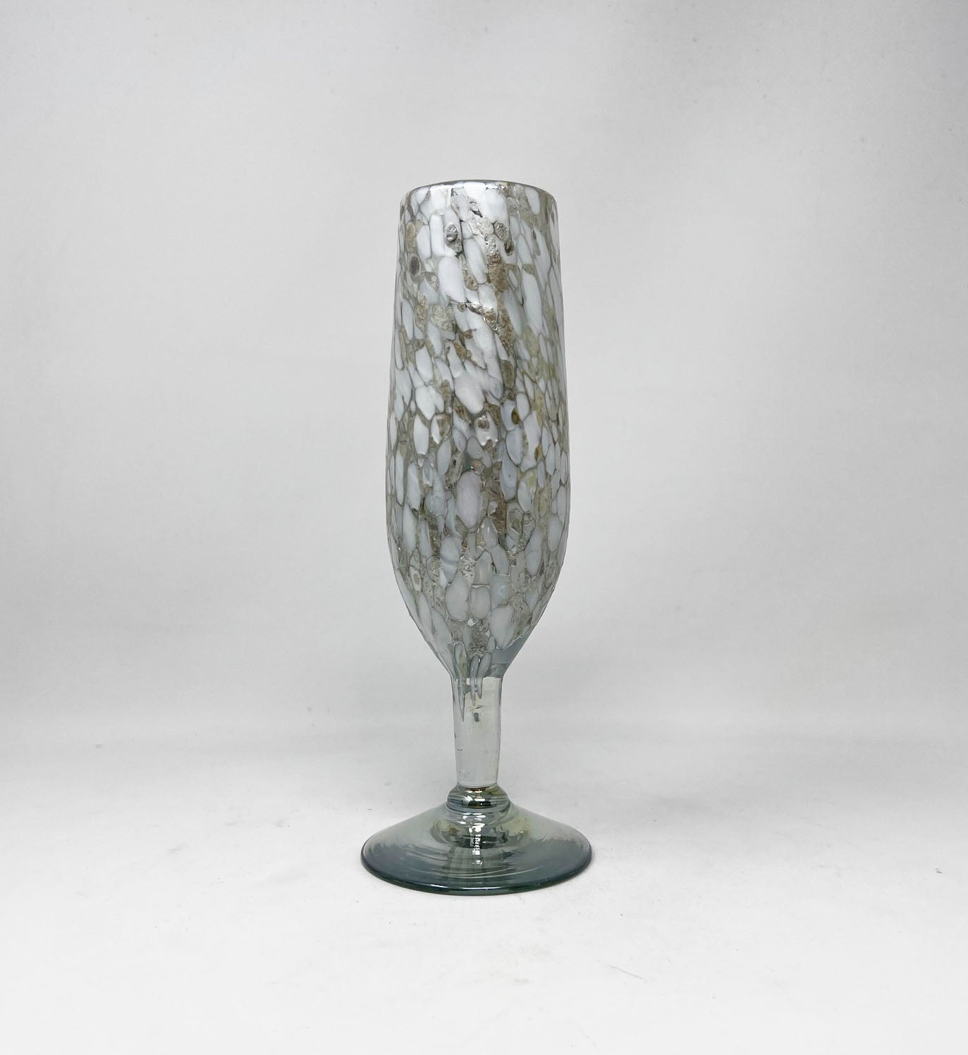 Hand Blown Champagne Glass - White/Tan Confetti