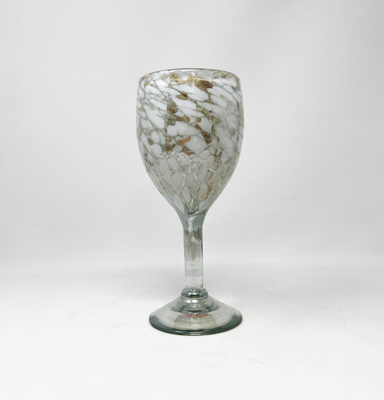Hand Blown Wine Glass - White / Tan Confetti