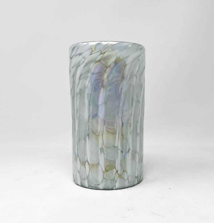 Hand Blown Water Glass - White Lustre Iridescent)