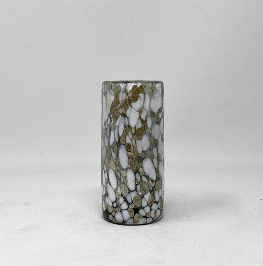 Hand Blown Shot Glass - White/Tan Confetti