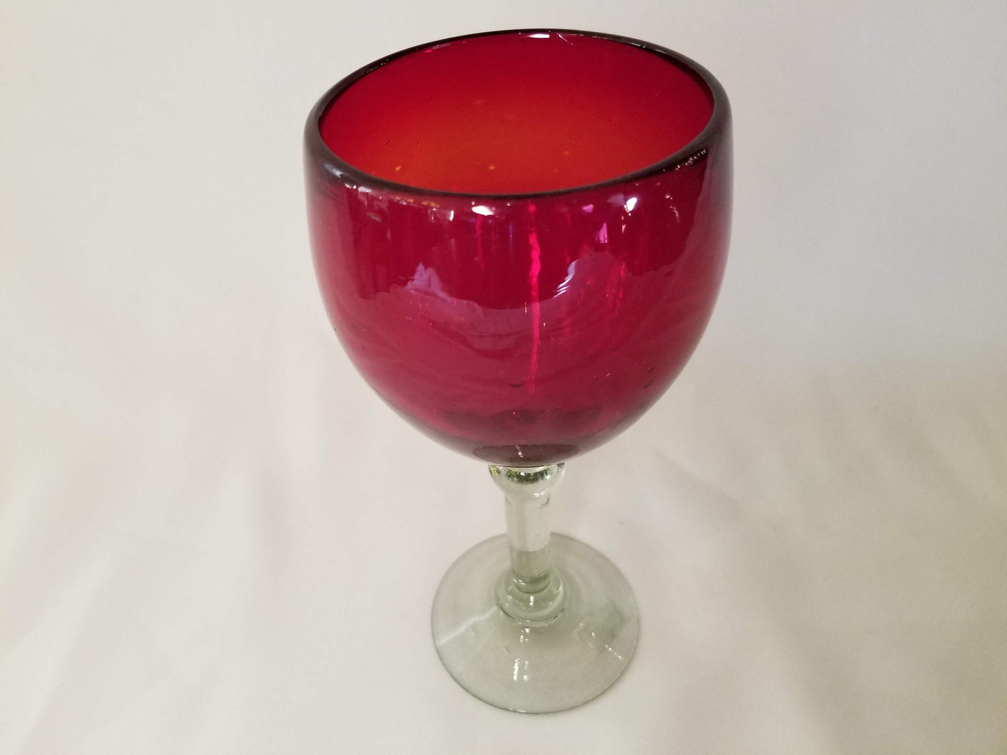 Hand Blown Wine Glass - Solid Red