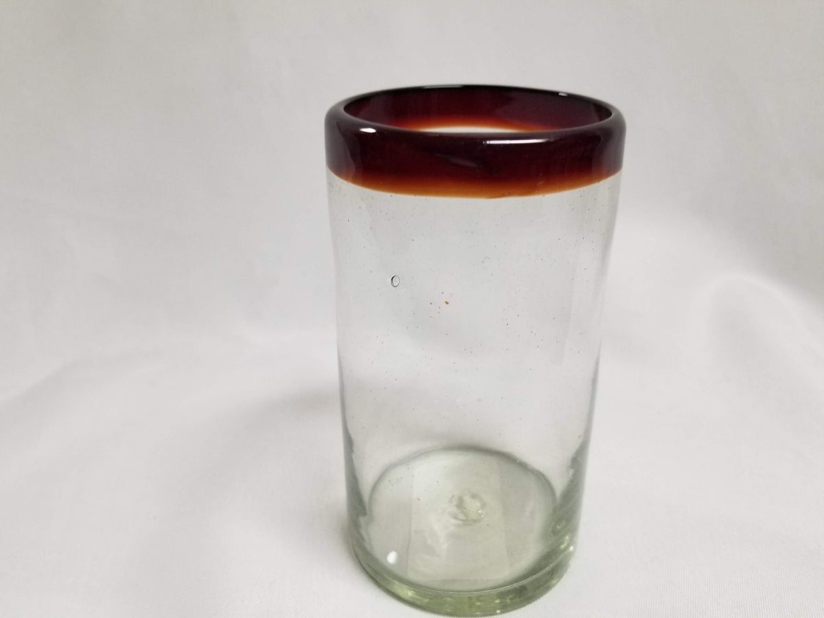 Red Rimmed Rocks Glass Hand Blown Water Glass - Red Rim – Blue Dorado Design