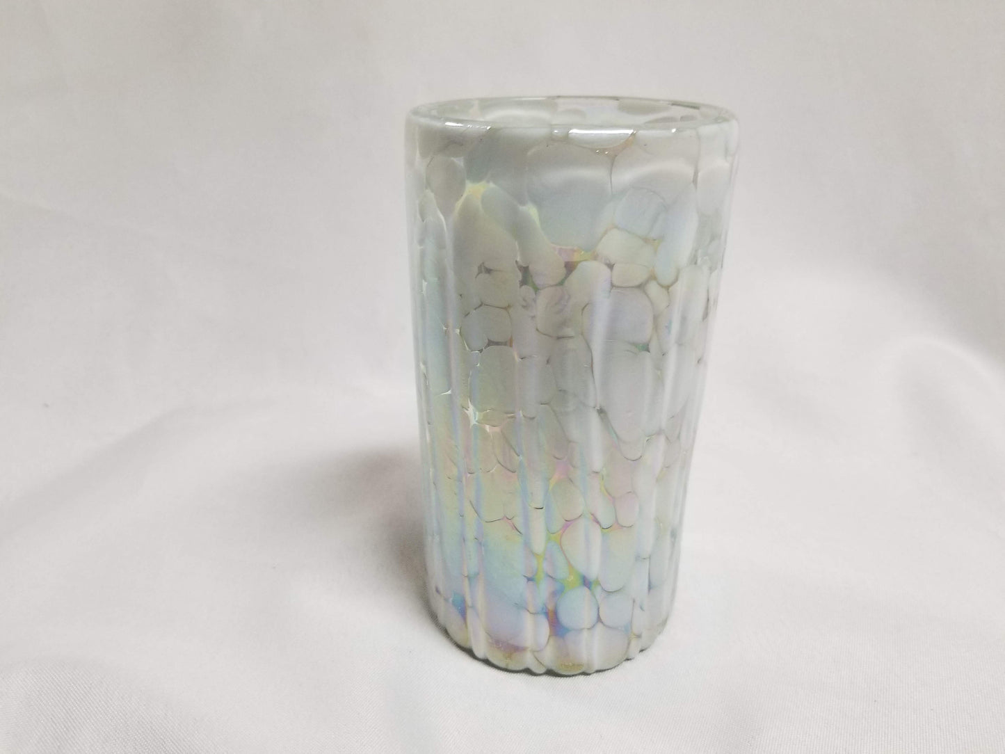 1 Hand Blown Water Glass - White Lustre - Blue Dorado Designs